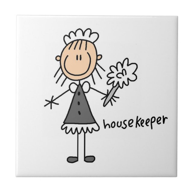 Housekeeper Stick Figure Ceramic Tile (Front)