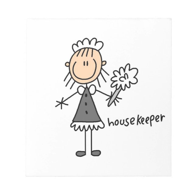 Housekeeper Stick Figure Notepad (Front)