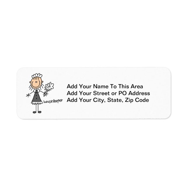 Housekeeper Stick Figure Return Address Label (Front)