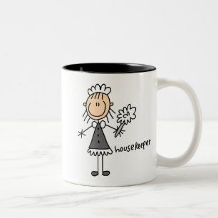 Housekeeper Stick Figure Two-Tone Coffee Mug