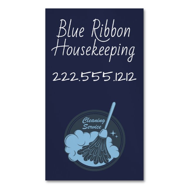 Housekeeping Badge Navy   Magnetic Business Card (Front Vertical)