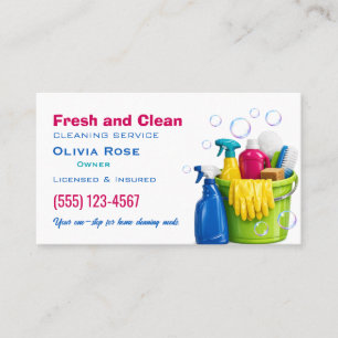 Housekeeping Bucket Cleaning Service Business Card