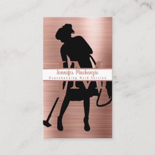 Housekeeping Maid Service Cleaning Rose Gold Business Card