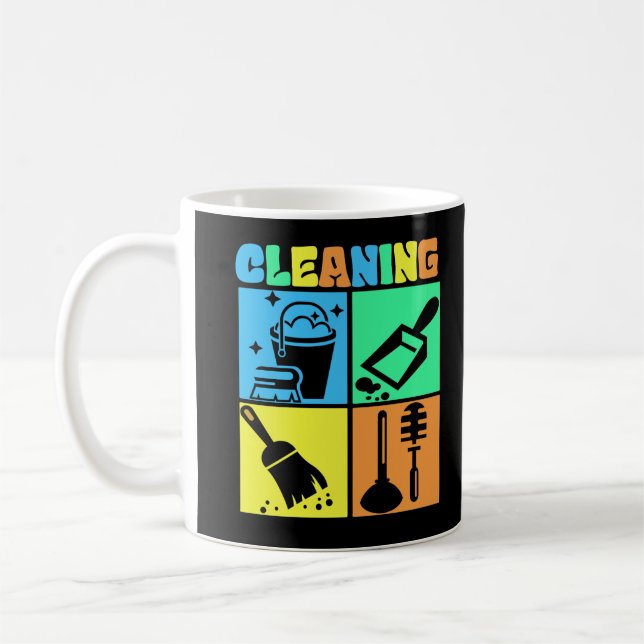 Housekeeping Retro Housekeeper Cleaning Coffee Mug (Left)