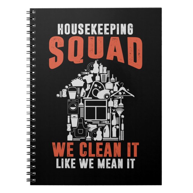 Housekeeping Squad Cleaning Funny Housekeeper Notebook (Front)