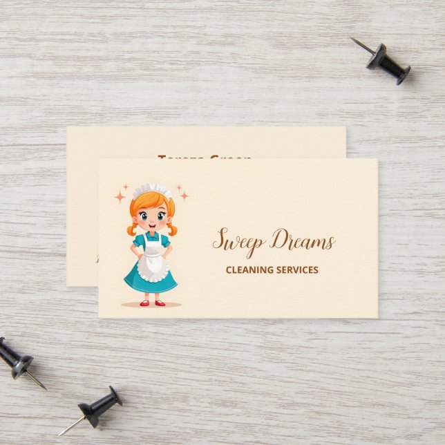 Housemaid Cleaning Maid Housekeeper Calling Card (Front/Back In Situ)