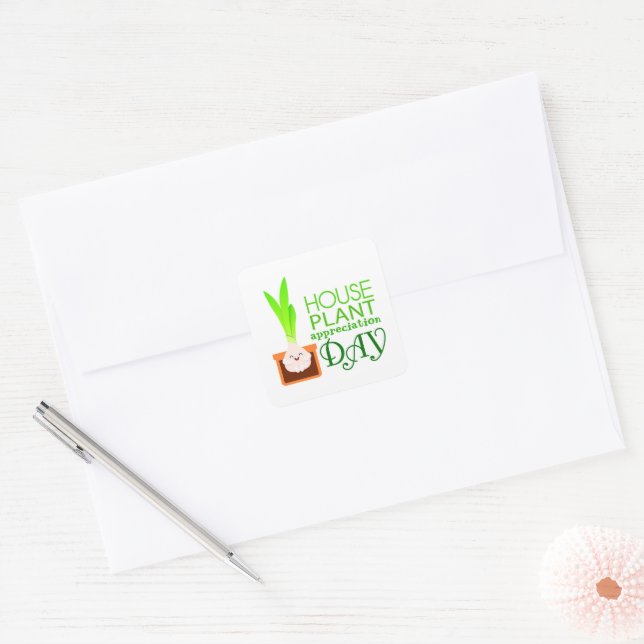 Houseplant Appreciation Day Cute Potted Flower  Square Sticker (Envelope)