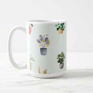 Houseplant Pattern Botanical Indoor Plant Design Coffee Mug