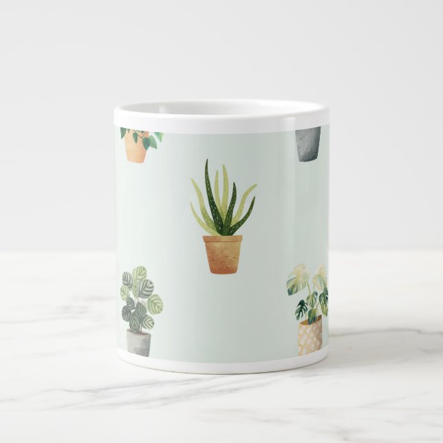 Houseplant Pattern Botanical Indoor Plant Design Large Coffee Mug (Front)