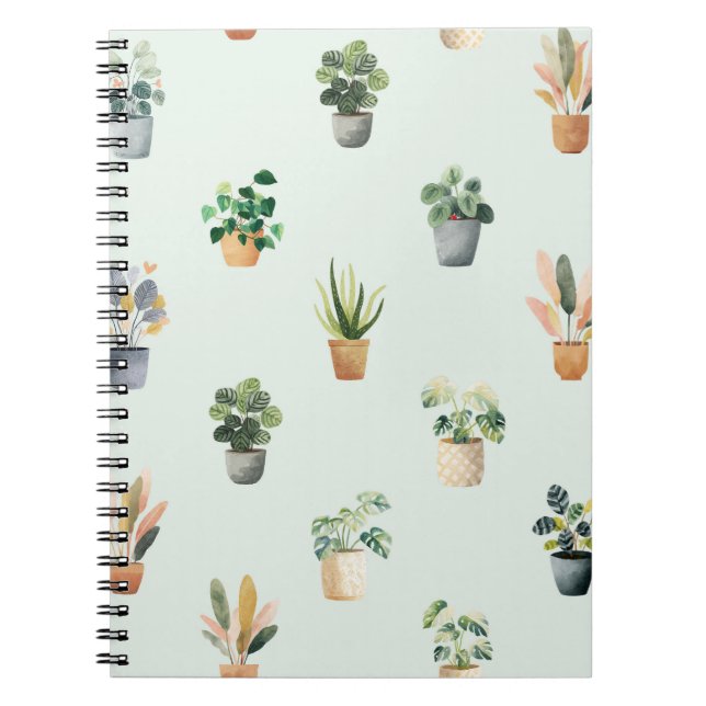Houseplant Pattern Botanical Indoor Plant Design Notebook (Front)