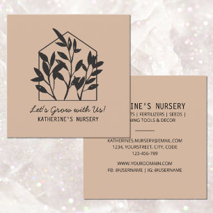 Houseplant Shop Nursery Modern Abstract Minimal Square Business Card