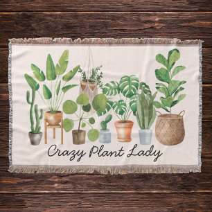 Houseplant Watercolor Gardening Quote Throw Blanket