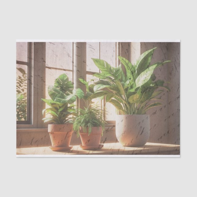 Houseplants By A Window Decoupage Tissue Paper (Front)