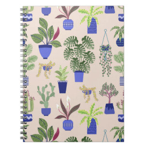 Houseplants Cactus Succulent Pattern Blush Pink Notebook