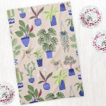 Houseplants Cactus Succulent Pattern Tea Towel<br><div class="desc">House plants,  succulents and cacti in fancy pots.  Perfect for your favourite indoor gardener.</div>