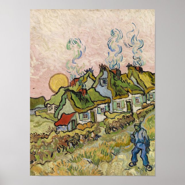 Houses and Figure by Vincent van Gogh Poster (Front)