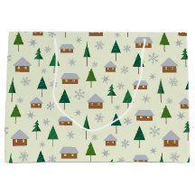 Houses and fir trees gift bag