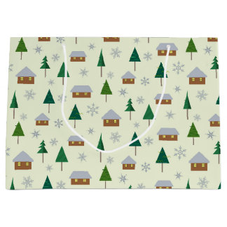 Houses and fir trees gift bag