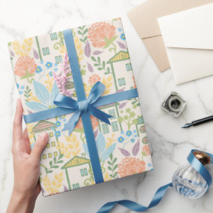 Houses and Flowers Wrapping Paper