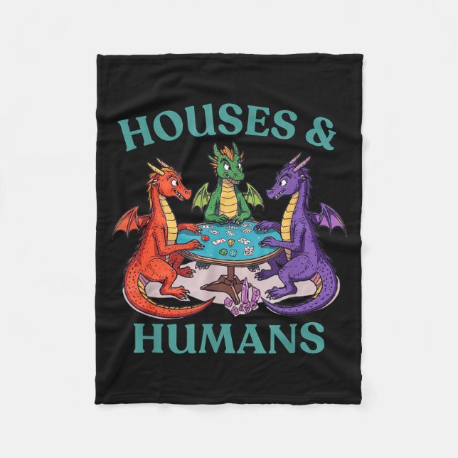 Houses And Humans Dragon Tabletop Rpg Fantasy Paro Fleece Blanket (Front)