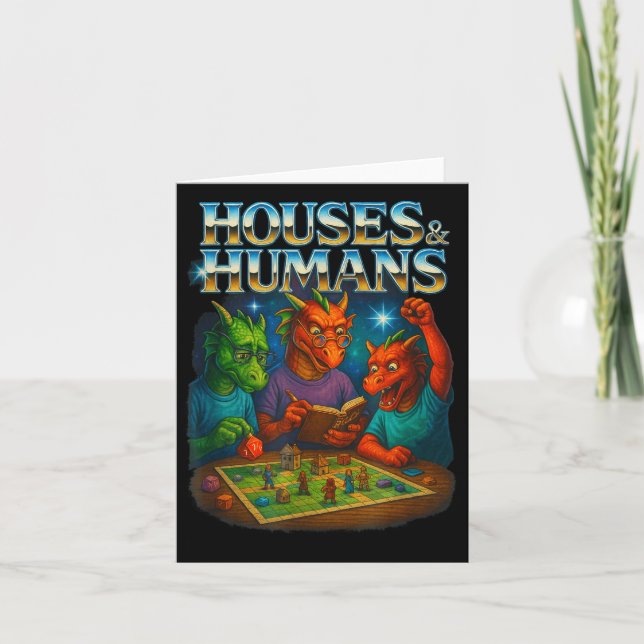 Houses And Humans Funny Gaming Rpg Gamers Men Wome Card (Front)
