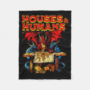 Houses And Humans Vintage Retro 90s Funny Gamer Ga Fleece Blanket