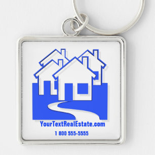 Houses Button Keychain