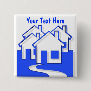 Houses Button Pin