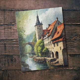Houses by the river jigsaw puzzle