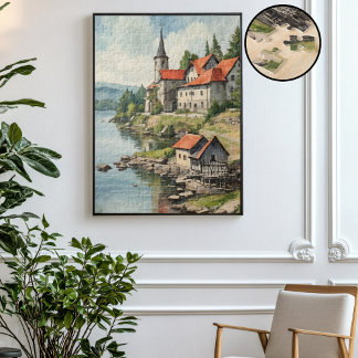 Houses by the river jigsaw puzzle
