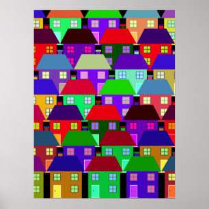 HOUSES COLORFUL HOME COMMUNITY  POSTER