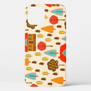 Houses Forest Vintage Seamless Pattern iPhone 12 Case