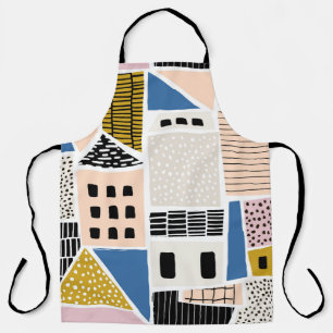 Houses Hand Drawn Seamless Abstract Apron