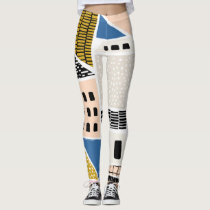 Houses Hand Drawn Seamless Abstract Leggings