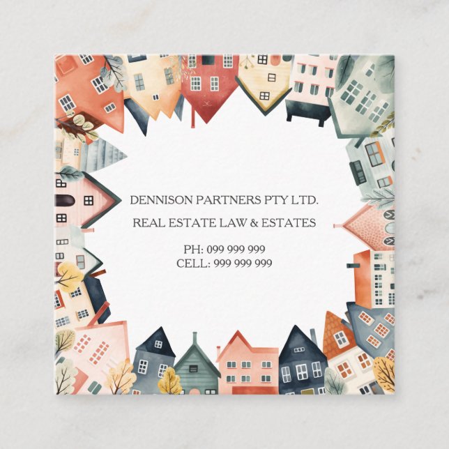Houses Homes Real Estate Law Firm etc. Square Business Card (Front)