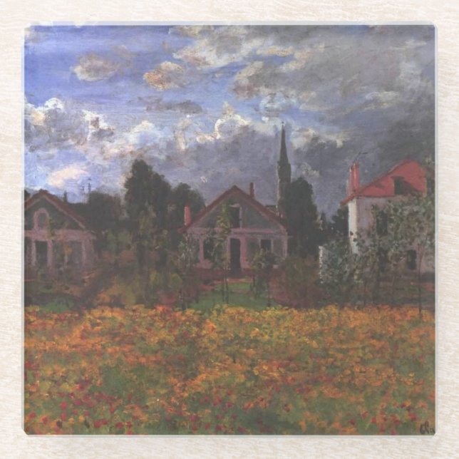 Houses In Argenteuil - Claude Monet - 1873 Glass Coaster (Front)