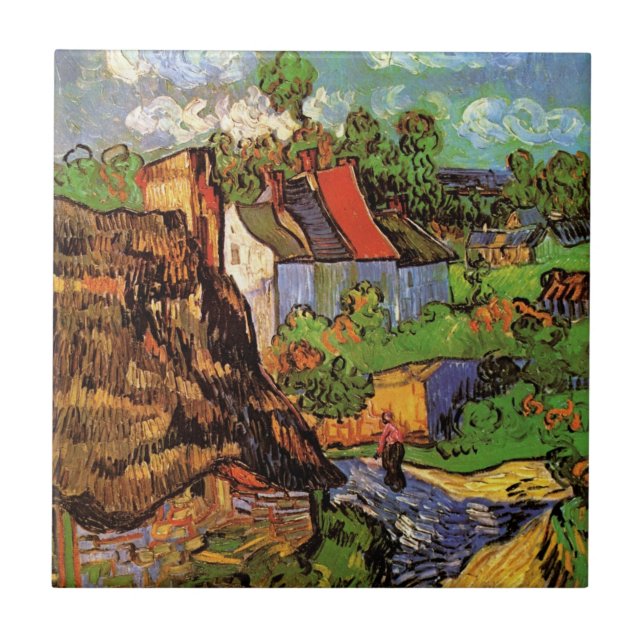 Houses in Auvers by Vincent van Gogh Ceramic Tile (Front)