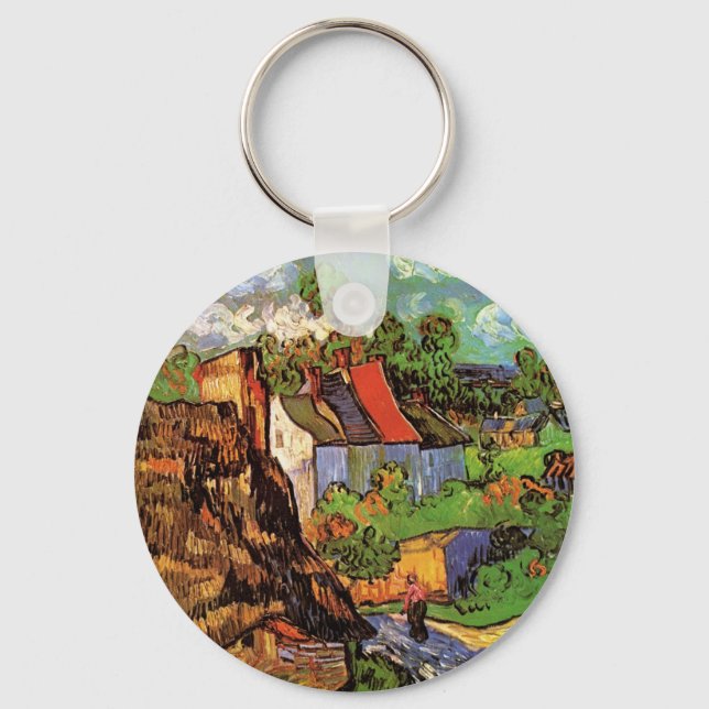 Houses in Auvers by Vincent van Gogh Key Ring (Front)