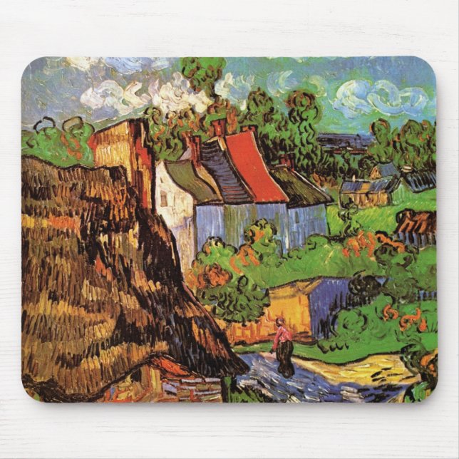 Houses in Auvers by Vincent van Gogh Mouse Pad (Front)