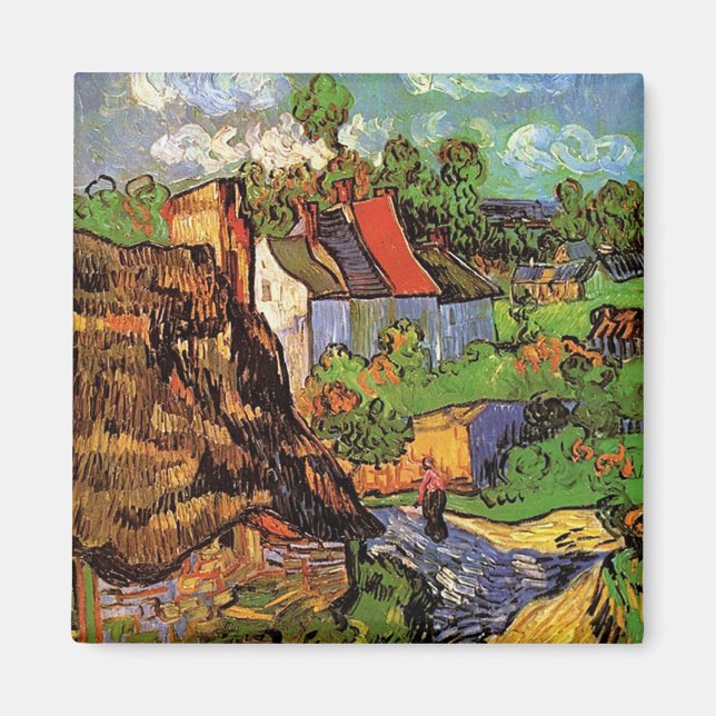 Houses in Auvers, Fine art by Vincent van Gogh. Magnet (Front)