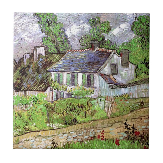 Houses in Auvers,Vincent van Gogh. Ceramic Tile (Front)