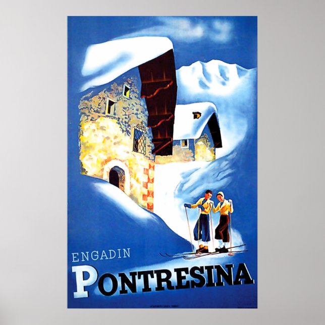 Houses in Pontresina, Switzerland Poster (Front)