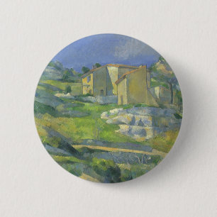 Houses in Provence by Paul Cezanne, Vintage Art 6 Cm Round Badge