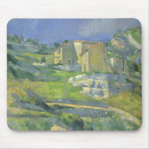 Houses in Provence by Paul Cezanne, Vintage Art Mouse Pad
