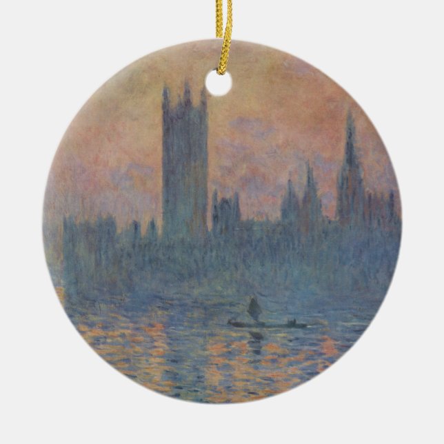 Houses of Parliament in Winter by Claude Monet Ceramic Ornament (Front)