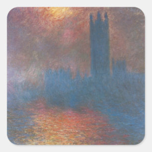 Houses of Parliament, London by Claude Monet Square Sticker