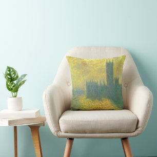 Houses of Parliament, Stormy Sky by Claude Monet Cushion