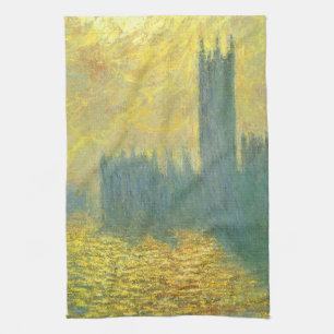 Houses of Parliament, Stormy Sky by Claude Monet Tea Towel