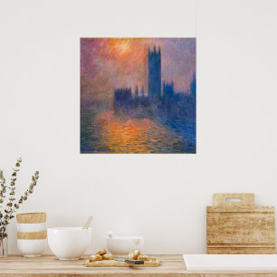 Houses of Parliament, Sunset Claude Monet Poster