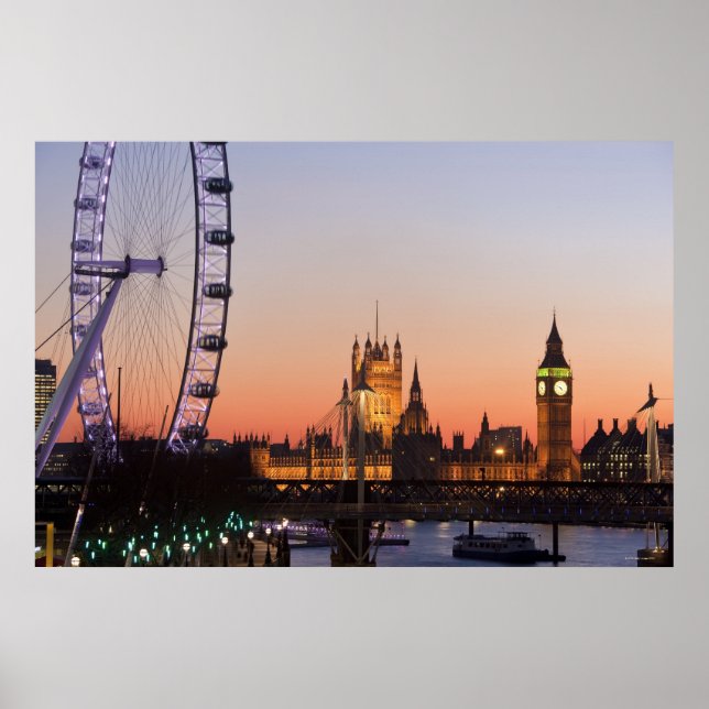 Houses of Parliament & the London Eye Poster (Front)
